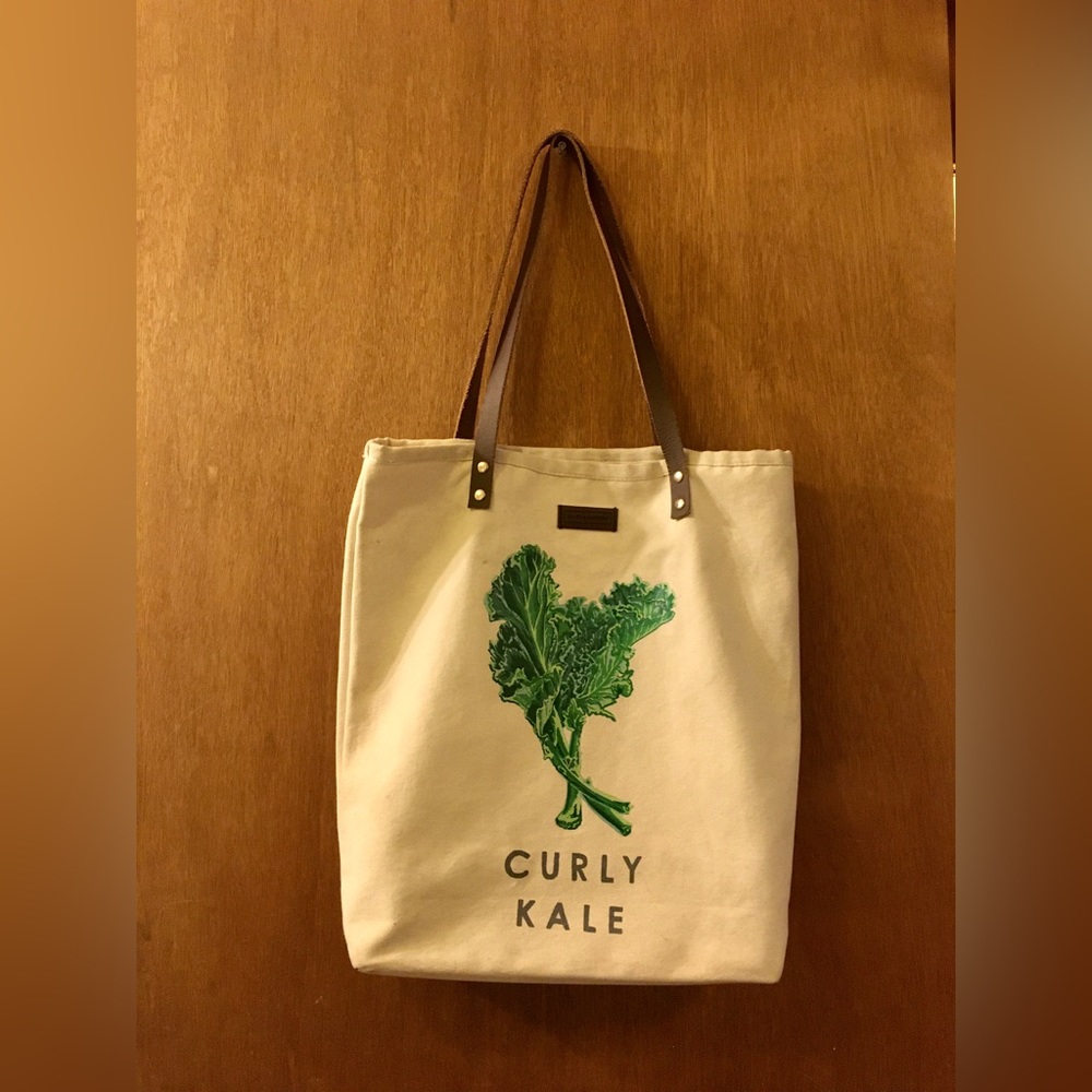 Smith & Hawken tote bag or computer bag. Cream canvas with pocket and Kale pic